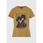 Funky Buddha Graphic Print Γυναικείο Κοντομάνικο T-Shirt Λαδί