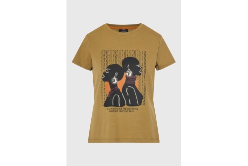 Funky Buddha Graphic Print T-Shirt Γυναικείο (FBL013-122-04-GREEN-MOSS)