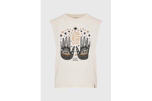 Funky Buddha Graphic Print Μπλούζα Αμάνικη Γυναικεία (FBL013-123-04-CHALK)