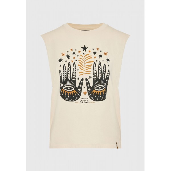 Funky Buddha Graphic Print Μπλούζα Αμάνικη Γυναικεία (FBL013-123-04-CHALK)