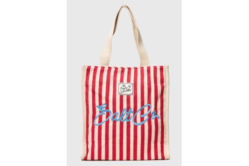 Funky Buddha Striped Cotton Salt Co Τσάντα Tote (FBL013-123-10-BAKED-APPLE)
