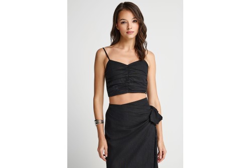 Funky Buddha Fitted Crop Top Αμάνικο Γυναικείο (FBL013-123-17-BLACK)