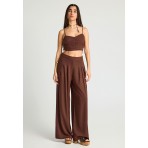 Funky Buddha Γυναικείο Αμάνικο Crop Top Καφέ