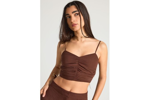 Funky Buddha Fitted Crop Top Αμάνικο Γυναικείο (FBL013-123-17-COCONUT-SHELL)