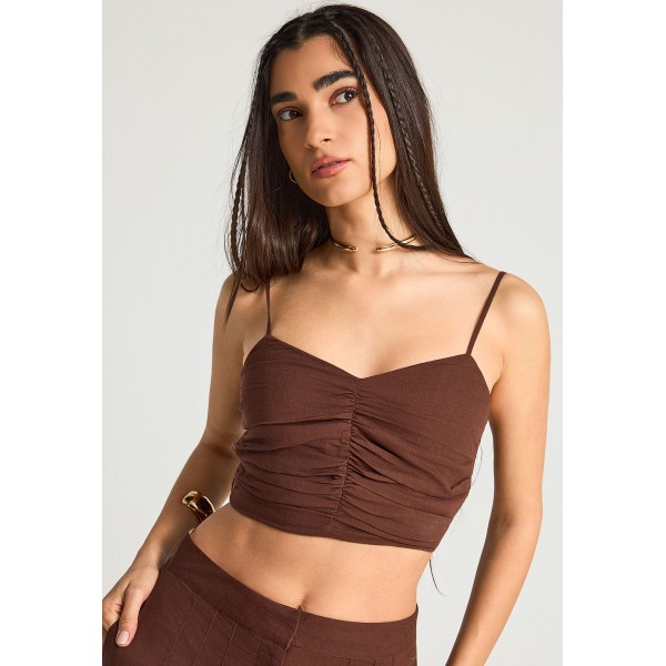 Funky Buddha Fitted Crop Top Αμάνικο Γυναικείο (FBL013-123-17-COCONUT-SHELL)