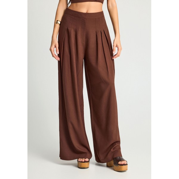 Funky Buddha Linen Blend Παντελόνα Γυναικεία (FBL013-124-02-COCONUT-SHELL)