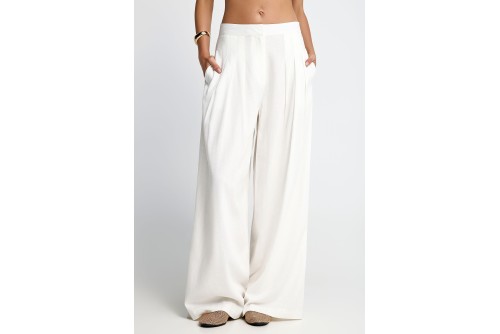 Funky Buddha Linen Blend Παντελόνα Γυναικεία (FBL013-124-02-OFF-WHITE)