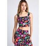 Funky Buddha Γυναικείο Αμάνικο Crop Top Πολύχρωμο