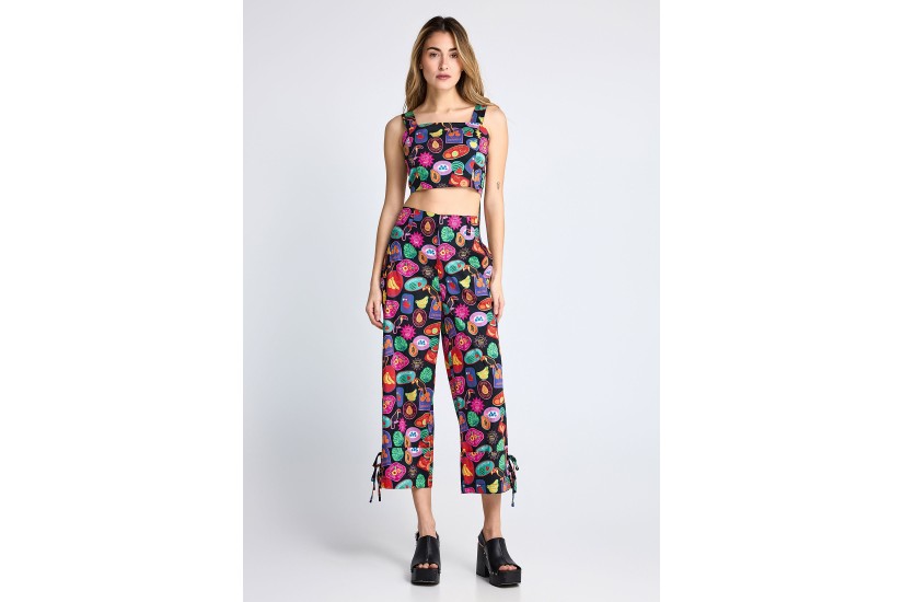Funky Buddha Γυναικείο Αμάνικο Crop Top Πολύχρωμο