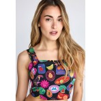 Funky Buddha Γυναικείο Αμάνικο Crop Top Πολύχρωμο
