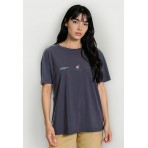 Funky Buddha Loose Fit With Artwork Print Γυναικείο Κοντομάνικο T-Shirt Ανθρακί