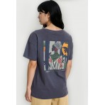 Funky Buddha Loose Fit With Artwork Print Γυναικείο Κοντομάνικο T-Shirt Ανθρακί