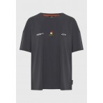 Funky Buddha Loose Fit With Artwork Print Γυναικείο Κοντομάνικο T-Shirt Ανθρακί