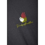 Funky Buddha Loose Fit With Artwork Print Γυναικείο Κοντομάνικο T-Shirt Ανθρακί
