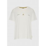 Funky Buddha Loose Fit With Artwork Print Γυναικείο Κοντομάνικο T-Shirt Εκρού