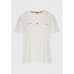 Funky Buddha Loose Fit With Artwork Print T-Shirt Γυναικείο (FBL013-125-04-OFF-WHITE)