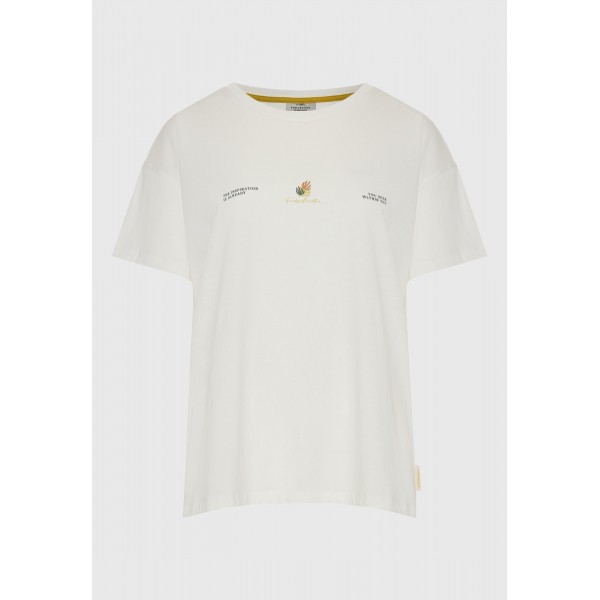 Funky Buddha Loose Fit With Artwork Print T-Shirt Γυναικείο (FBL013-125-04-OFF-WHITE)