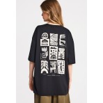 Funky Buddha Γυναικείο Κοντομάνικο T-Shirt Μαύρο