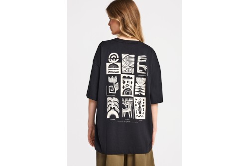 Funky Buddha Relaxed Fit With Print T-Shirt Γυναικείο (FBL013-126-04-BLACK)