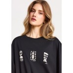 Funky Buddha Γυναικείο Κοντομάνικο T-Shirt Μαύρο