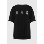 Funky Buddha Γυναικείο Κοντομάνικο T-Shirt Μαύρο