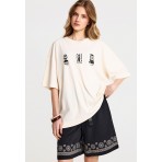 Funky Buddha Γυναικείο Κοντομάνικο T-Shirt Εκρού