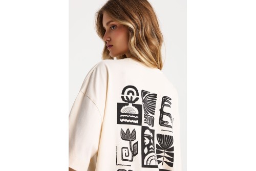 Funky Buddha Print T-Shirt Γυναικείο (FBL013-126-04-CHALK)
