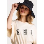 Funky Buddha Γυναικείο Κοντομάνικο T-Shirt Εκρού