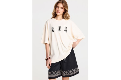 Funky Buddha Print T-Shirt Γυναικείο (FBL013-126-04-CHALK)