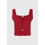 Funky Buddha Γυναικεία Αμάνικο Crop Top Κόκκινο