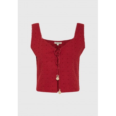 Funky Buddha Γυναικεία Αμάνικο Crop Top Κόκκινο