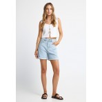 Funky Buddha Embroidery Γυναικείο Αμάνικο Crop Top Λευκό