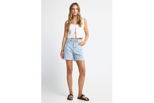 Funky Buddha Embroidery Crop Top Αμάνικο Γυναικείο (FBL013-126-17-WHITE)