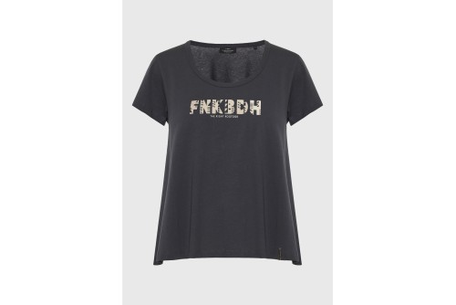 Funky Buddha Organic Cotton Printed T-Shirt Γυναικείο (FBL013-128-04-ANTHRACITE)