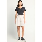 Funky Buddha Organic Cotton Printed Γυναικείο Κοντομάνικο T-Shirt Ανθρακί