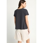 Funky Buddha Organic Cotton Printed Γυναικείο Κοντομάνικο T-Shirt Ανθρακί