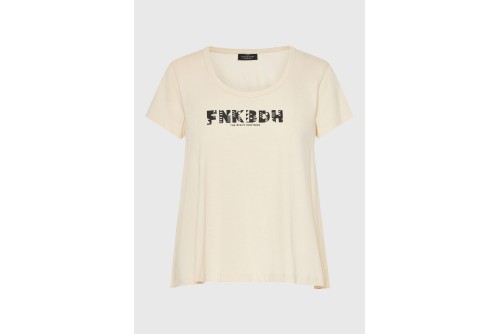 Funky Buddha Organic Cotton Printed T-Shirt Γυναικείο (FBL013-128-04-CHALK)