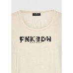 Funky Buddha Organic Cotton Printed Γυναικείο Κοντομάνικο T-Shirt Εκρού