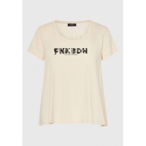 Funky Buddha Organic Cotton Printed T-Shirt Γυναικείο (FBL013-128-04-CHALK)