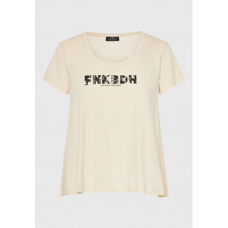 Funky Buddha Organic Cotton Printed Γυναικείο Κοντομάνικο T-Shirt Εκρού