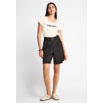 Funky Buddha Organic Cotton Printed Γυναικείο Κοντομάνικο T-Shirt Εκρού