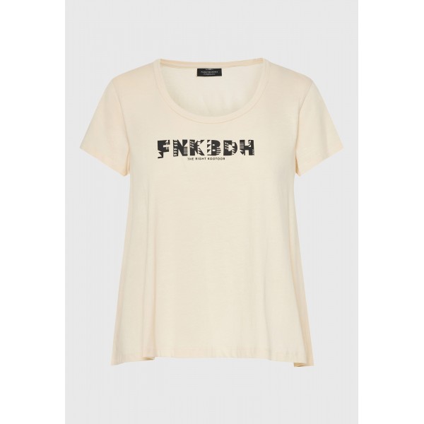 Funky Buddha Organic Cotton Printed T-Shirt Γυναικείο (FBL013-128-04-CHALK)