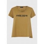 Funky Buddha Organic Cotton Printed Γυναικείο Κοντομάνικο T-Shirt Λαδί