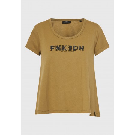 Funky Buddha Organic Cotton Printed Γυναικείο Κοντομάνικο T-Shirt Λαδί