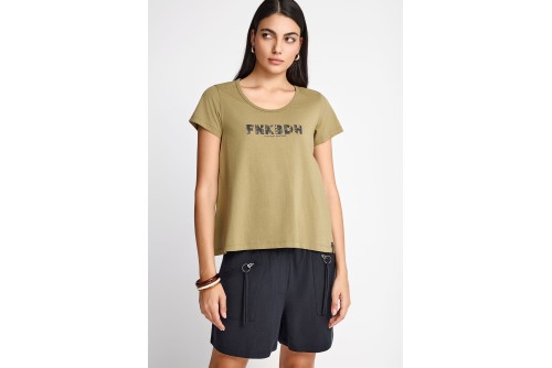 Funky Buddha Organic Cotton Printed T-Shirt Γυναικείο (FBL013-128-04-GREEN-MOSS)