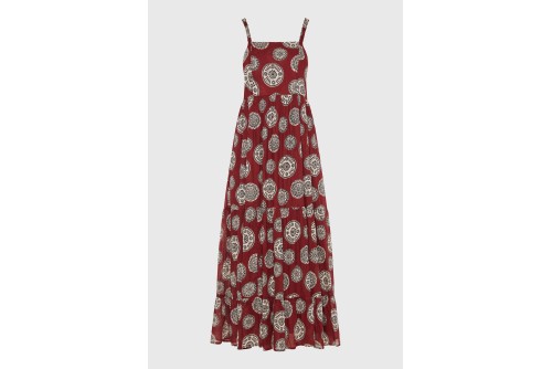Funky Buddha Printed Cotton Φόρεμα Maxi Γυναικείο (FBL013-128-13-HENNA-BROWN)