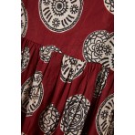 Funky Buddha Printed Cotton Γυναικείο Φόρεμα Maxi Μπορντό, Εκρού, Μαύρο
