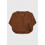 Funky Buddha Γυναικεία Κοντομάνικη Μπλούζα Καφέ