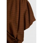 Funky Buddha Γυναικεία Κοντομάνικη Μπλούζα Καφέ