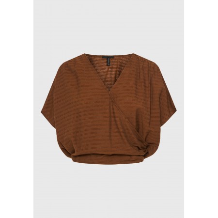 Funky Buddha Γυναικεία Κοντομάνικη Μπλούζα Καφέ